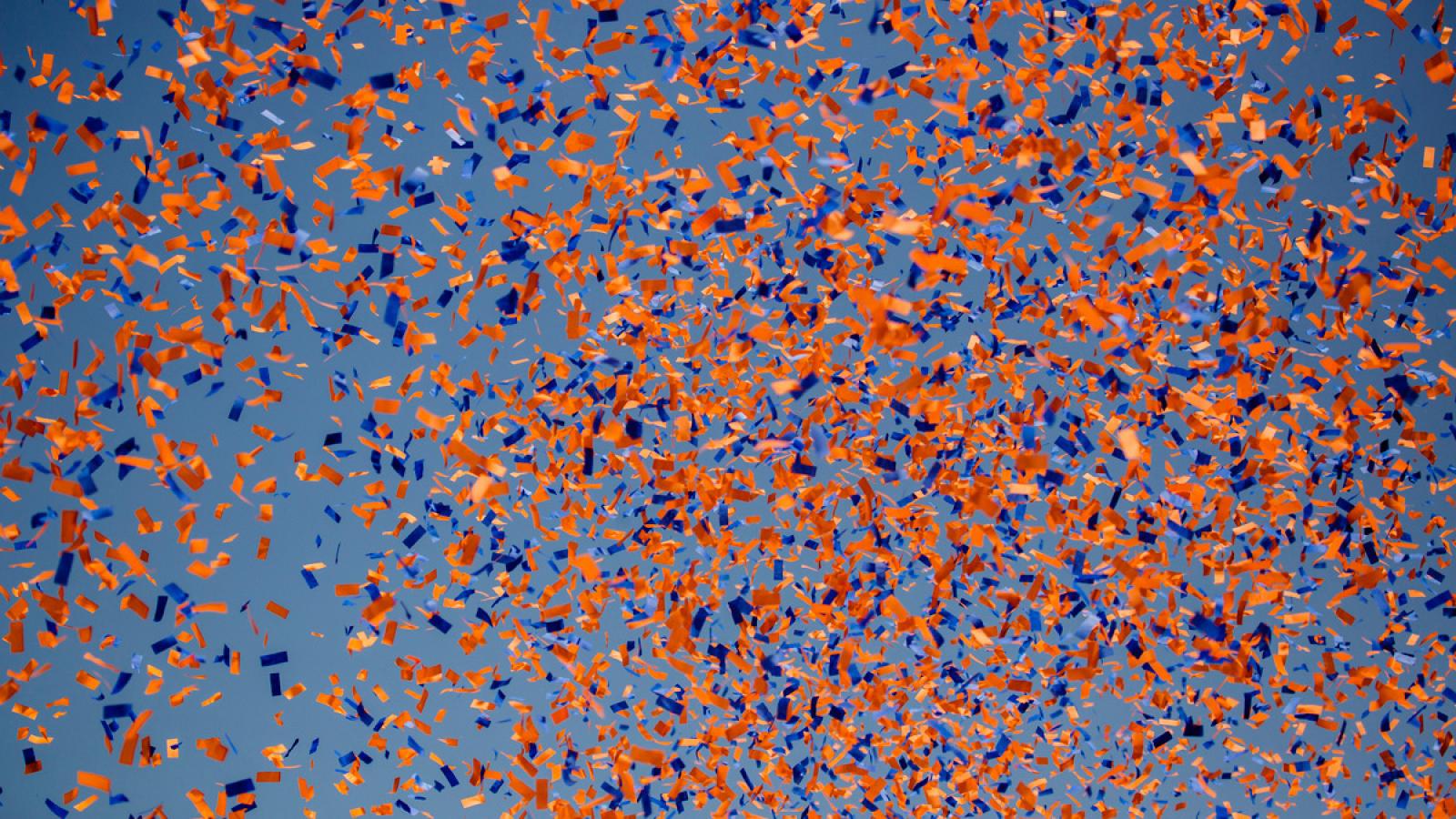 orange and blue confetti